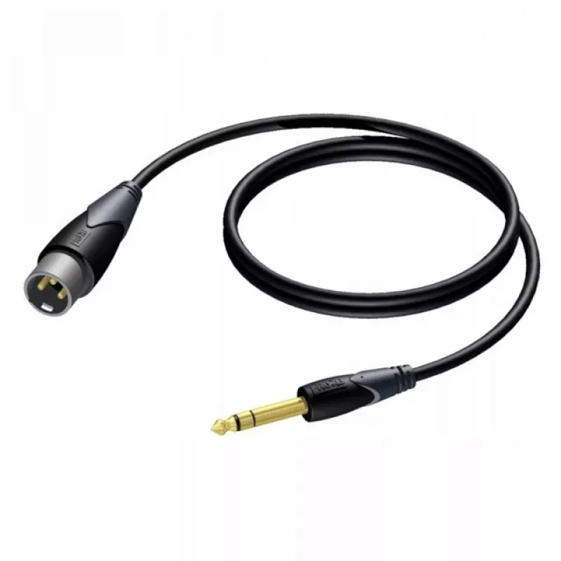 Audiokabel Procab XLR-stekker naar 6,3 mm (1/4 inch) jackstekker, stereo, 3 m