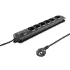 Overspanningsbeveiliging Qoltec 50112 zwart 6 AC-stopcontacten 230V 3m