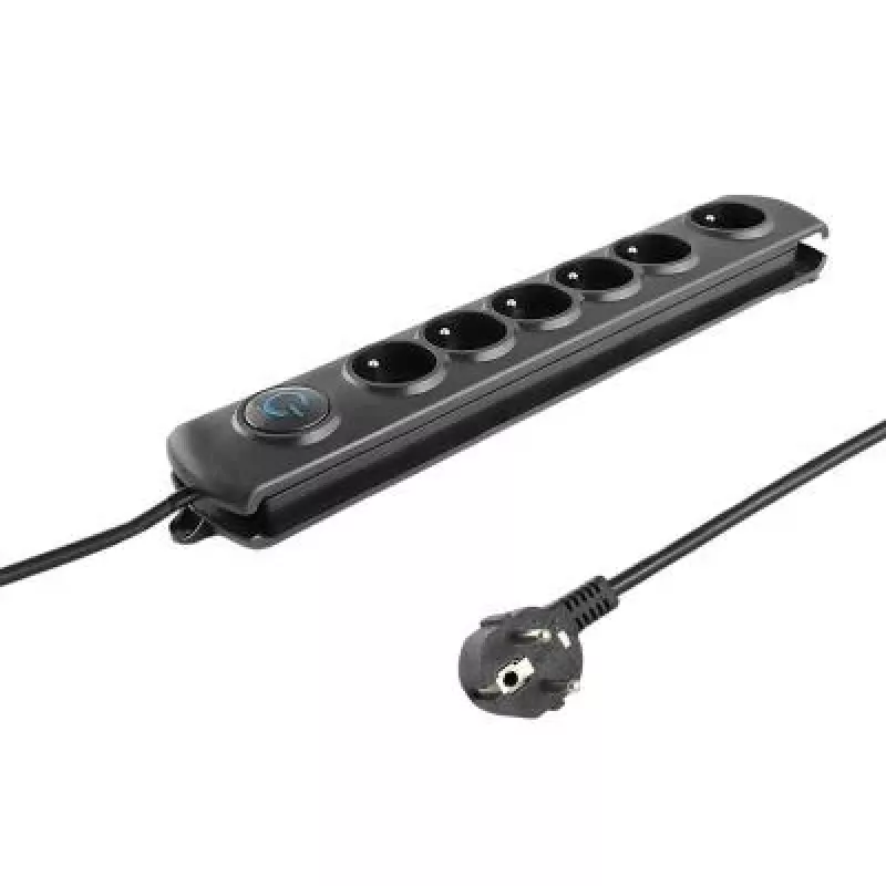 Overspanningsbeveiliging Qoltec 50112 zwart 6 AC-stopcontacten 230V 3m