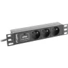Stekkerdoos LANBERG PDU-03E-0200-BK — 1HE, 3x Type-E stopcontacten, 220–250 V, 16 A, 2 m kabel, zwart