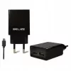 Reisoplader Beline Beli0011 — 2×USB-aansluitingen, microUSB-kabel, 2A uitgang, zwart