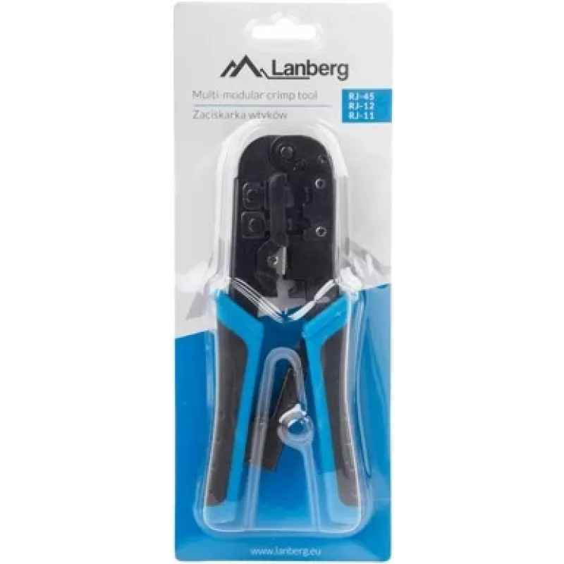 Krimptang LANBERG NT-0201 voor RJ-45-stekkers, 180 mm, 315 g, zwart/blauw