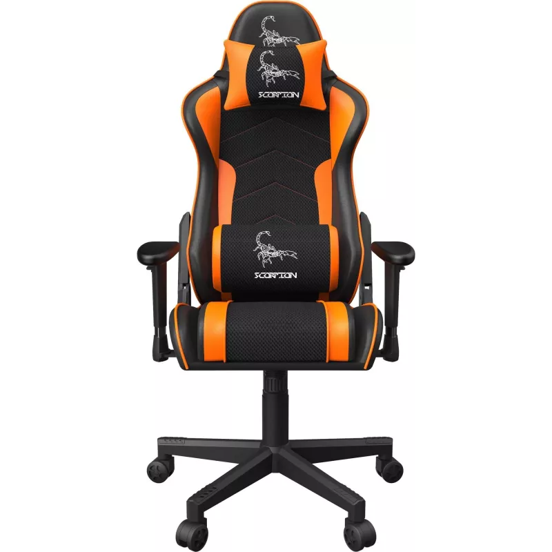 Gamingstoel GEMBIRD GC-SCORPION-04X zwart-oranje ergonomisch design, verstelbare zitting, hoge rugleuning