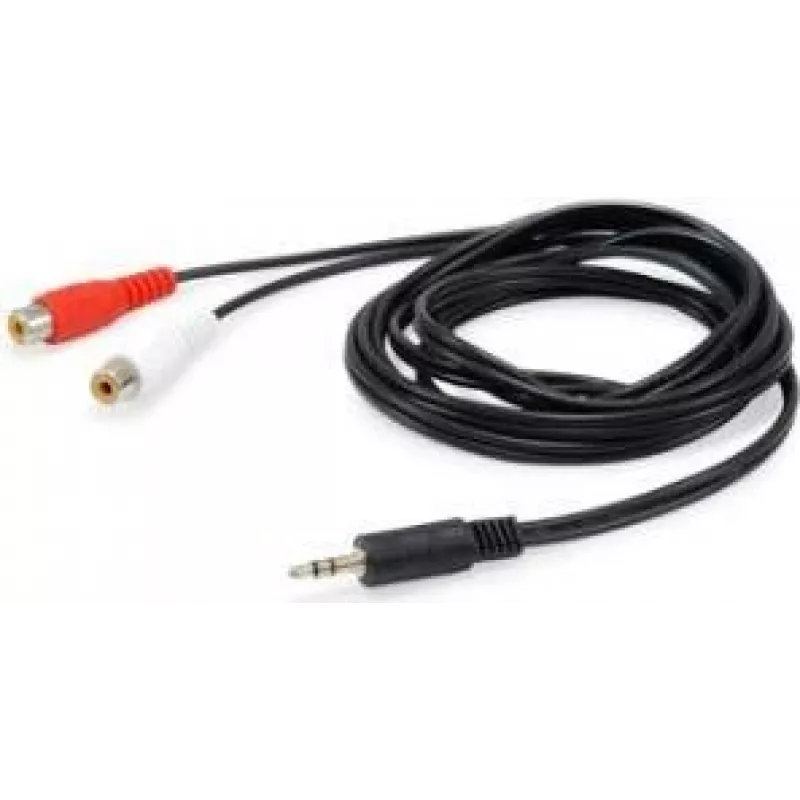Equip 147093 audiokabel, 2 x RCA-female naar 3,5 mm male, 2,5 m, zwart