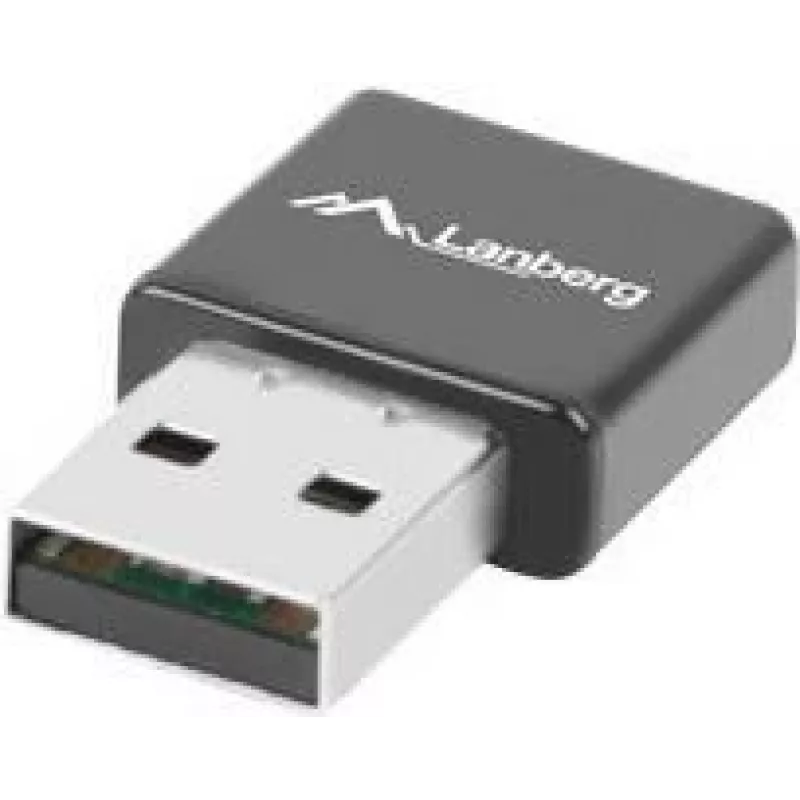 USB-WLAN-adapter LANBERG NC-0300-WI, 2x interne antennes 2 dBi, USB 2.0, tot 2400 Mbit/s, zwart