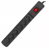 Stekkerdoos ARMAC Multi M6 overspanningsbeveiliging, 6 stopcontacten, 10 m kabel, zwart