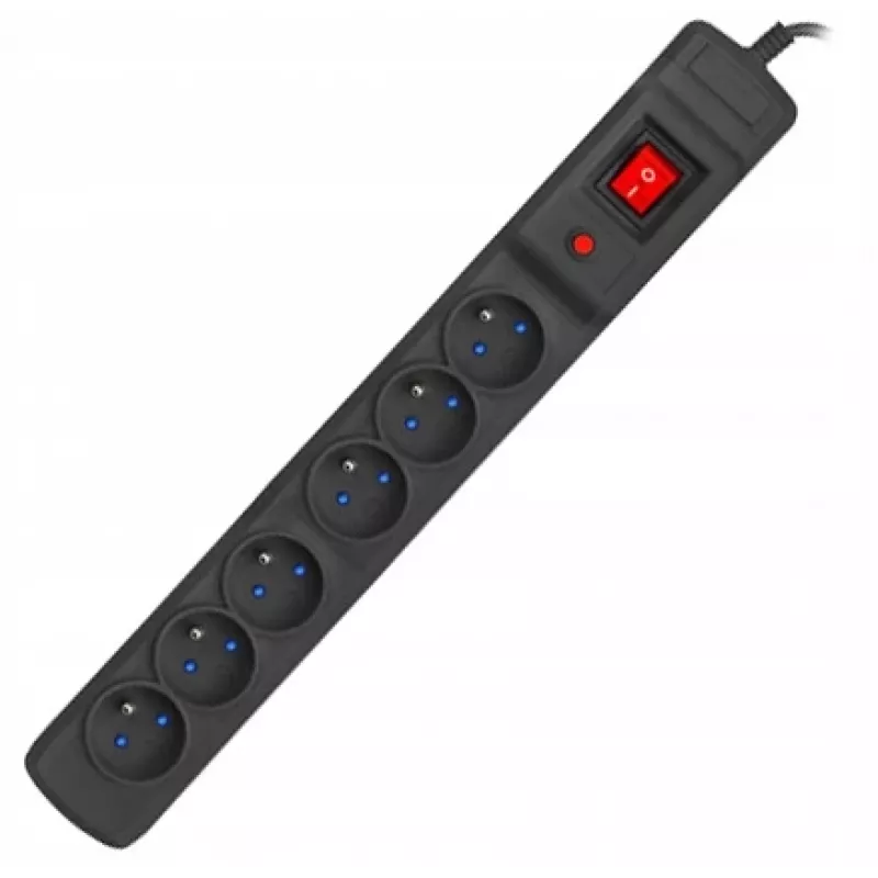 Stekkerdoos ARMAC Multi M6 overspanningsbeveiliging, 6 stopcontacten, 10 m kabel, zwart