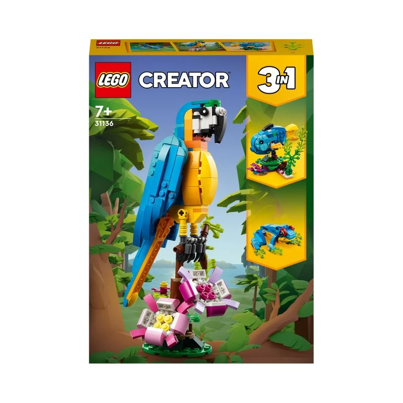 LEGO bouwset exotische papegaai 31136 — Creator displaymodel, 253 onderdelen, 220×120×110 mm
