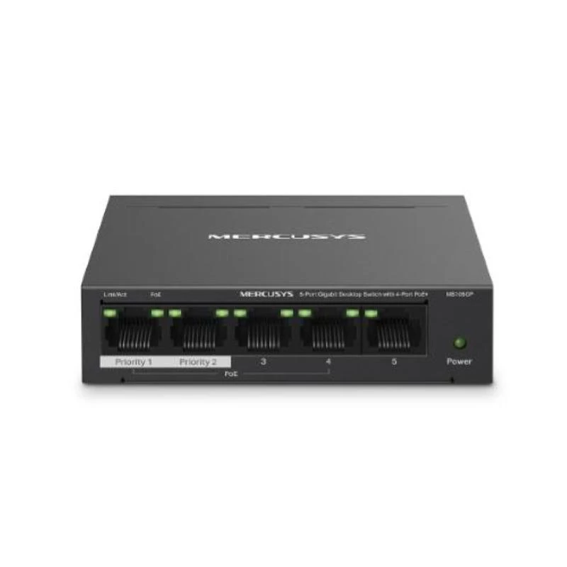 Mercusys 5-poorts Gigabit desktop switch met 4-poorts PoE+
