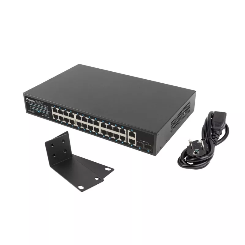 Unmanaged LANBERG switch RSGE-24P-2GE-2S-360 met 24 RJ-45 ethernetpoorten