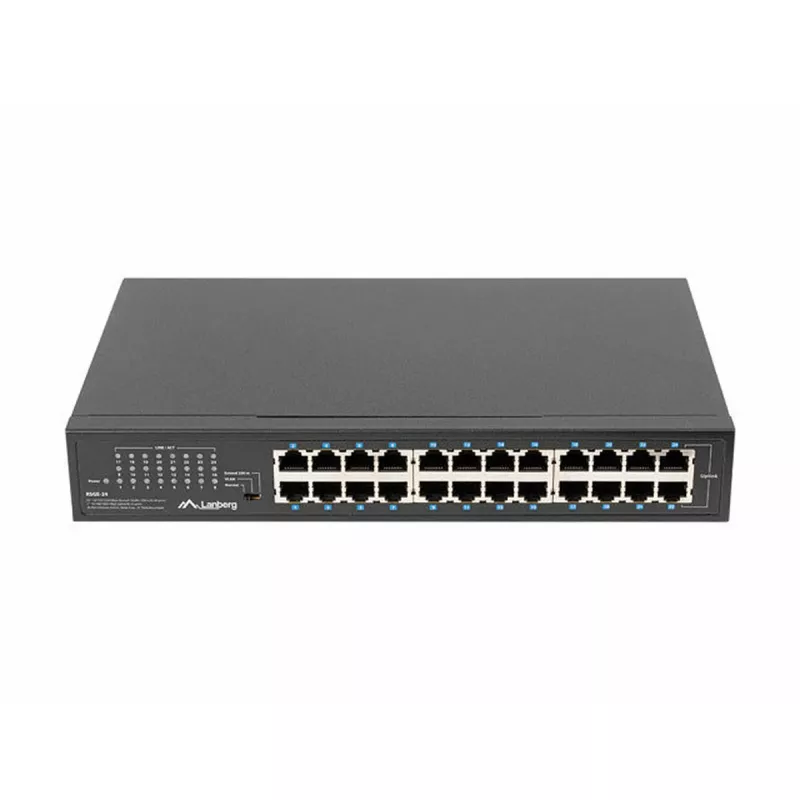 Unmanaged switch LANBERG RSGE-24 — 24× Gigabit Ethernet 1U, rack-monteerbaar, zwart
