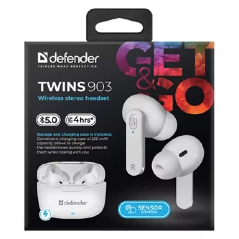 Defender TWINS 903 Bluetooth-oordopjes, wit