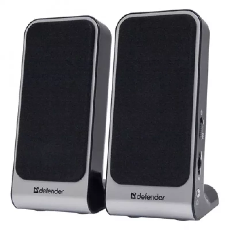 DEFENDER SPK-225 bekabelde 2.0-luidsprekers, 4 W RMS, USB/DC 5 V, 3,5 mm, zwart