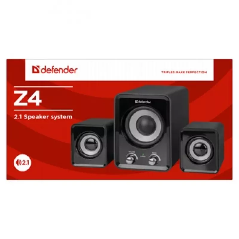 Bedrade DEFENDER Z4 2.1-luidsprekers, 11 W RMS, zwart, USB 5V-voeding, 3,5-mm-hoofdtelefoonuitgang