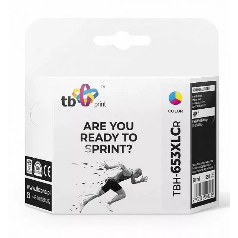 Inktjet voor HP DJ6075 TBH-653XLCR CMY ref.