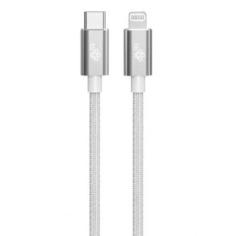 TB kabel USB-C - Lightning gevlochten 1m, zilver