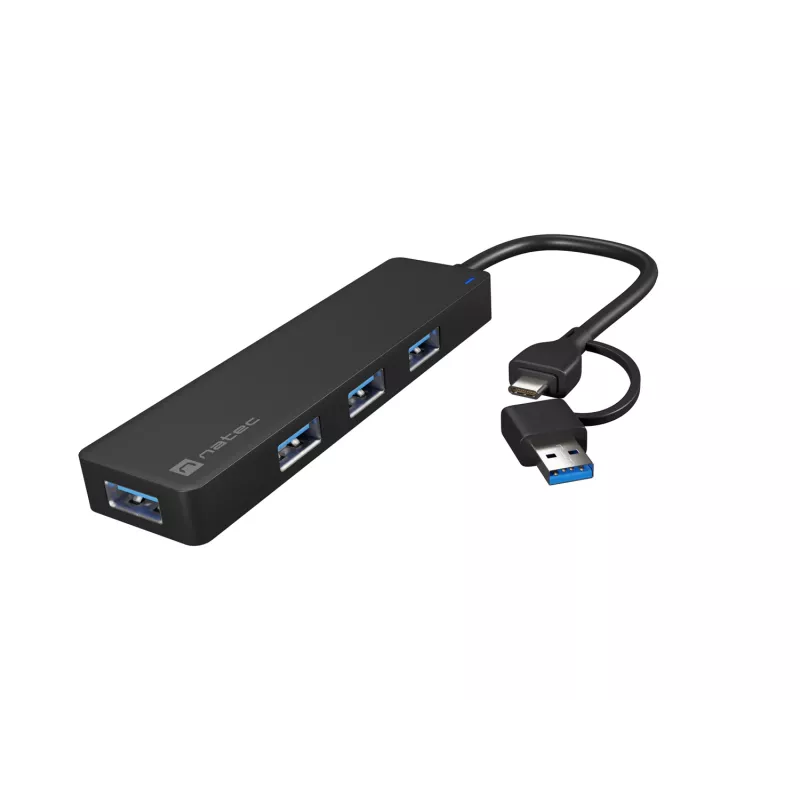 USB-hub NATEC Mayfly USB 3.2 Gen 1 Type-A Type-C 5000 Mbit/s zwart