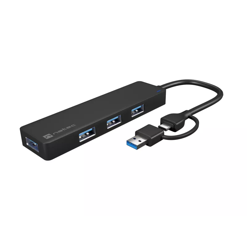 USB-hub NATEC Mayfly USB 3.2 Gen 1 Type-A Type-C 5000 Mbit/s zwart