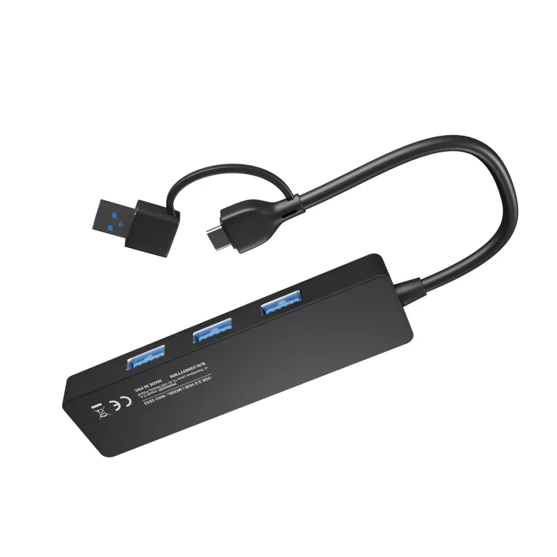 USB-hub NATEC Mayfly USB 3.2 Gen 1 Type-A Type-C 5000 Mbit/s zwart