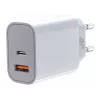 Universele oplader 2x3A USB C + USB A Power Delivery wit