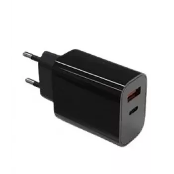 Wandlader 2x3A USB-C + USB-A Power Delivery zwart