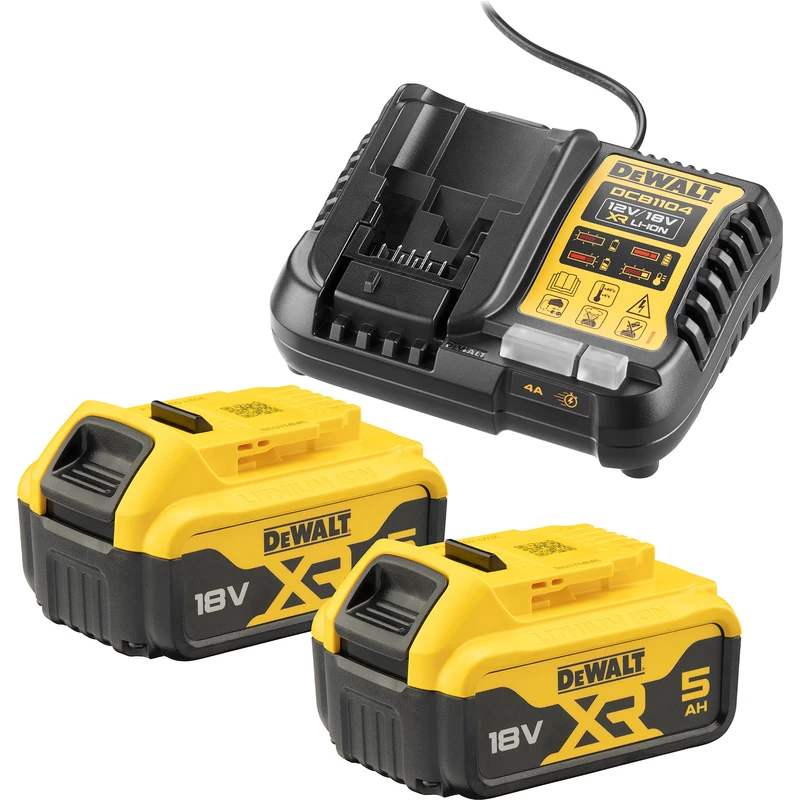 Accu- en opladerset DeWALT DCB1104P2 18 V 5,0 Ah (2 accu's, oplader)
