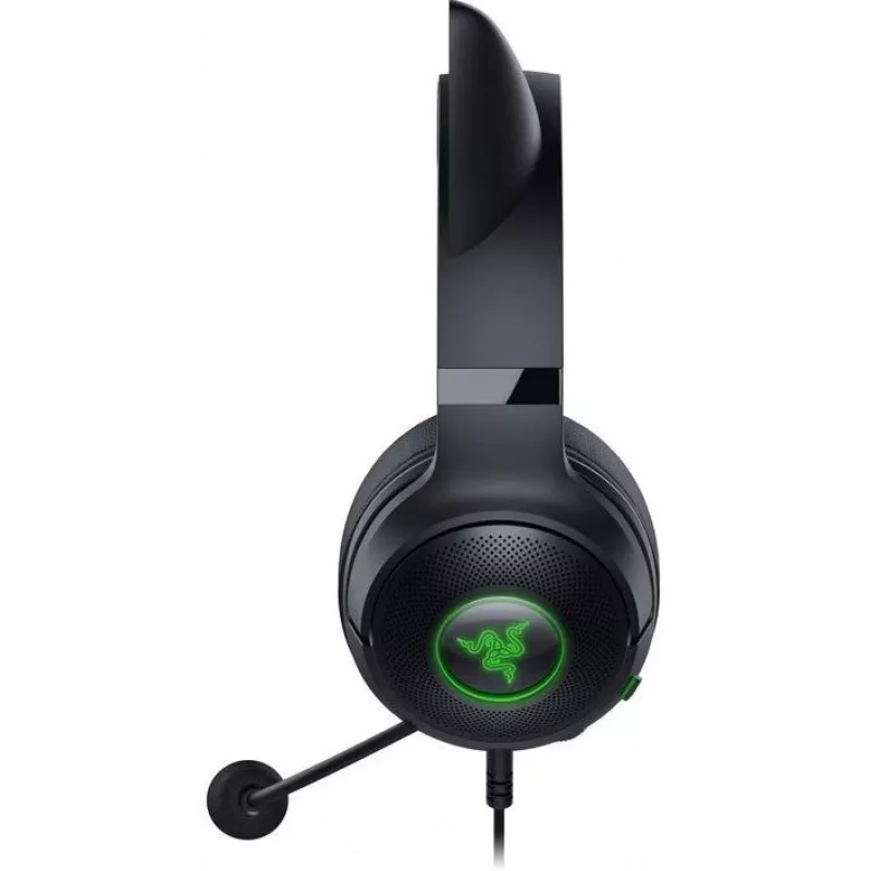 Kraken Kitty V2 - zwart, gamingheadset, kattenoren, stream-reactieve verlichting, HyperClear-cardioïdemicrofoon, 40 mm TriForce-drivers, ingebouwde microfoon in de oorschelpen, Razer Chroma RGB (oor en oorschelpen), surround sound: alleen beschikbaar onder