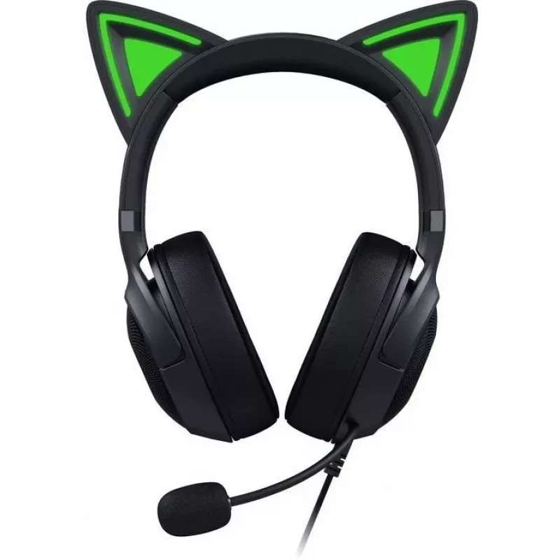 Kraken Kitty V2 - zwart, gamingheadset, kattenoren, stream-reactieve verlichting, HyperClear-cardioïdemicrofoon, 40 mm TriForce-drivers, ingebouwde microfoon in de oorschelpen, Razer Chroma RGB (oor en oorschelpen), surround sound: alleen beschikbaar onder