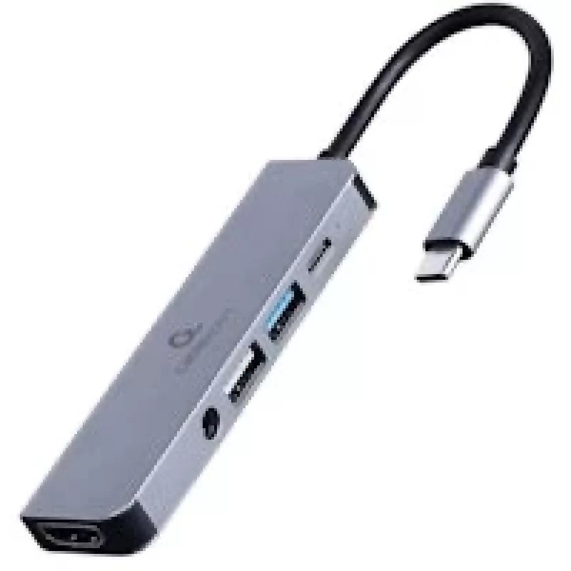 Gembird A-CM-COMBO5-02 laptop-dock/poortreplicator bekabeld USB 3.2 Gen 1 (3.1 Gen 1) Type-C zilver