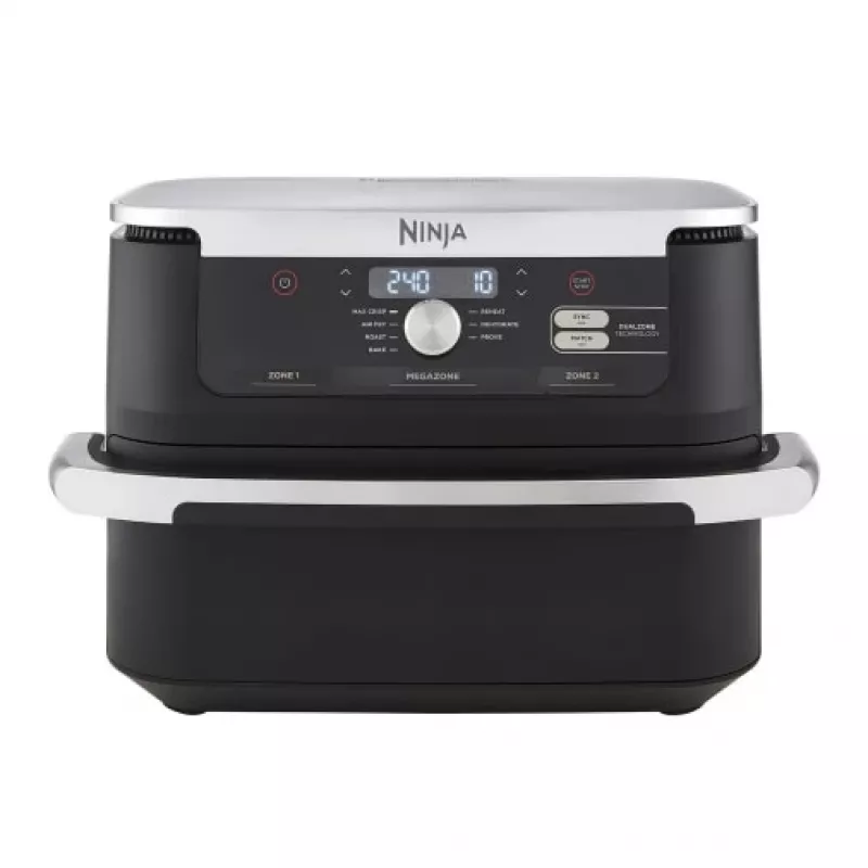 Dubbele 10,4 L heteluchtfriteuse Ninja AF500EU, standalone, 2470 W, zwart, roestvrijstaal