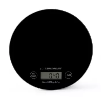 Esperanza EKS003K keukenweegschaal zwart plat oppervlak rond elektronische keukenweegschaal