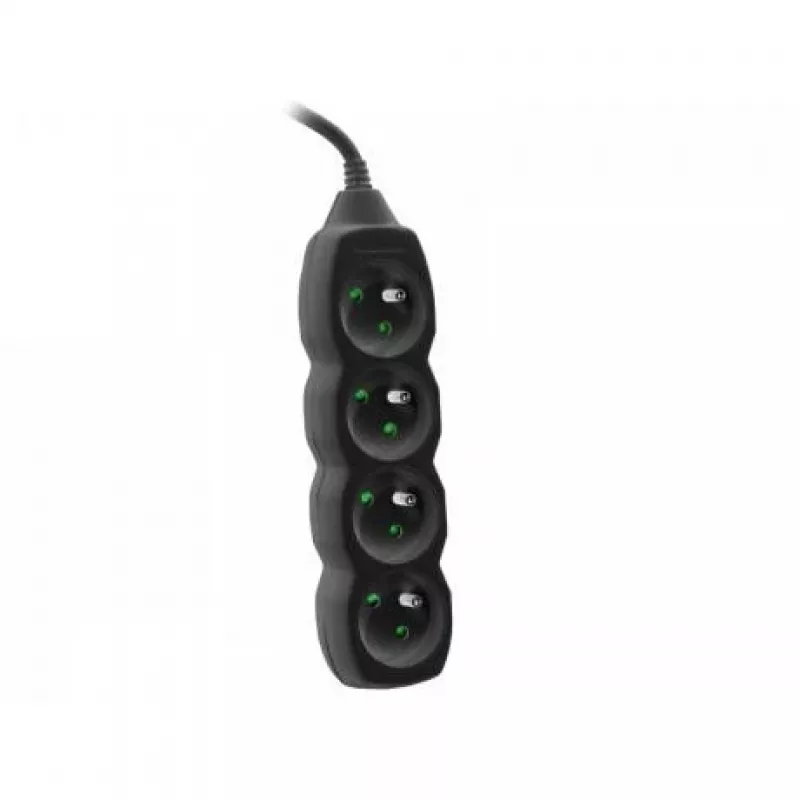 Tracer PowerCord verlengsnoer, 4 stopcontacten, 3 m, zwart
