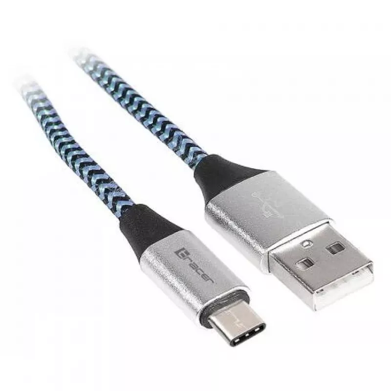 Tracer TRAKBK46266 USB-kabel USB 2.0 1 m USB-C USB-A zwart blauw zilver