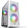PC-behuizing MODECOM AMIRANI ARGB Midi Tower wit — ATX/ITX, 35 cm GPU, 16,5 cm CPU-koeler, 2x 200 mm ventilatoren