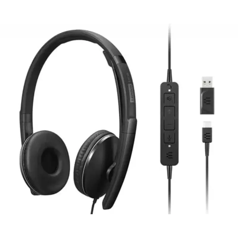 Lenovo 4XD1M45627 hoofdtelefoon/headset bedraad hoofdband USB Type-C zwart