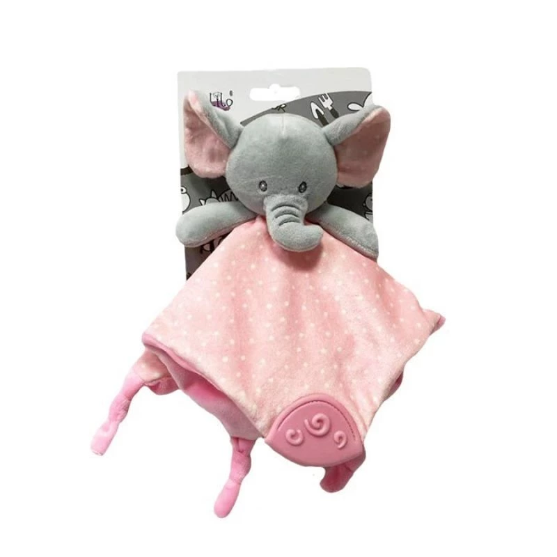 Knuffel TULILO Milly roze olifant 25 x 25 cm, zacht knuffeldier voor baby's
