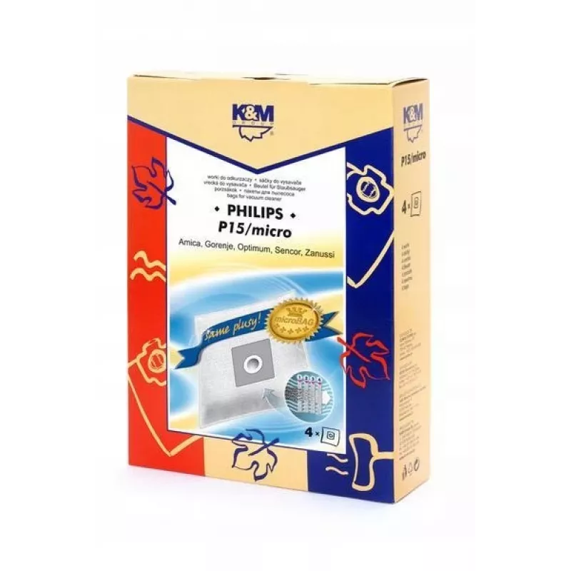 Stofzuigerzakken km KM-P15 — 4 stuks, microfilter-compatibele stofzuigerzakken