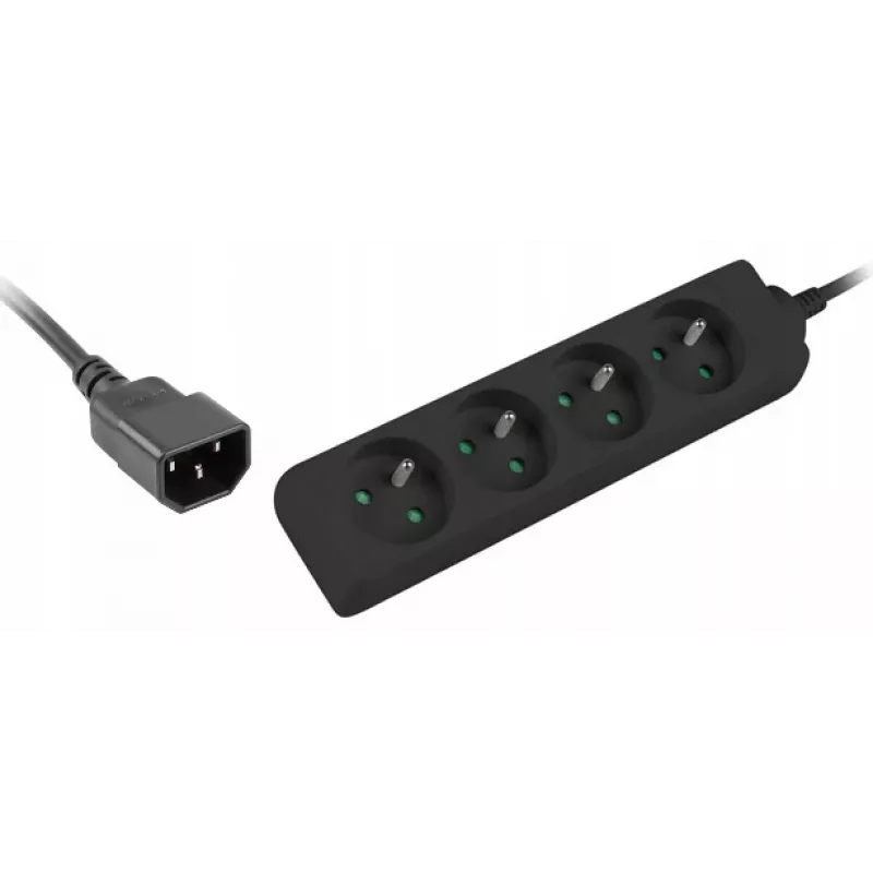 Verlengsnoer Lanberg PS0-04E-0100-IEC-BK 1 m 4 stopcontacten binnen zwart