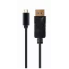 USB-grafische adapter Gembird A-CM-DPM-01 met USB-C, ondersteunt tot 3840×2160, USB 2.0 / 3.2 Gen 2, zwart, 2 m kabel