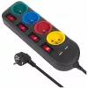 Stekkerdoos MACLEAN MCE229B — 4 AC-stopcontacten, 2× USB-A, 1,5 m kabel, 10 A, type F, binnen, zwart