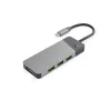 USB Type-C-hub Green Cell HUBGC01 — 7 aansluitingen: 3×USB-A 3.2 Gen 1, 1×USB-C 3.2 Gen 1, HDMI, microSD+SD-kaartlezer — zilver