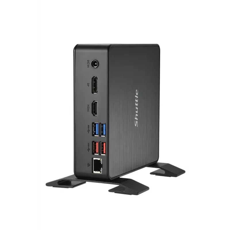 Shuttle XPC Nano PC NC40U, Intel Celeron 7305U, 1x HDMI, 1x DP, 1x USB-C/DP, 6x USB3.2, 1x 2,5-inch-insteekslot, 2x M.2, 1x LAN, RAID, 24/7 continu gebruik, incl. VESA & standvoet