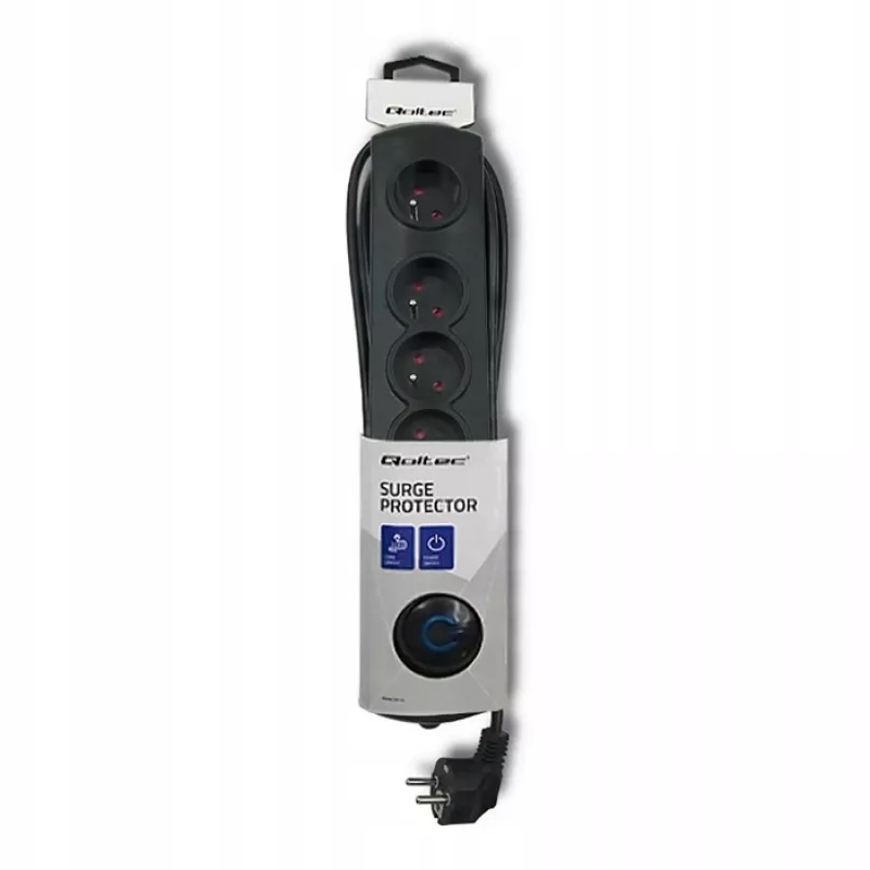 Overspanningsbeveiliging Qoltec 50269 zwart 5 AC-stopcontacten 230V