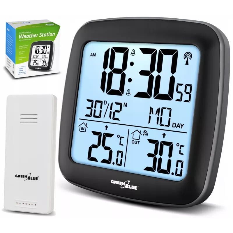 GreenBlue GB542 draadloos weerstation DCF, zwart