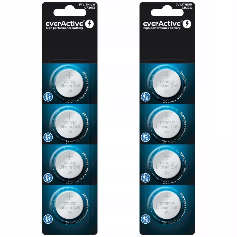 Knoopcel lithiumbatterij everActive CR3032, 3V, 580 mAh, knoopcel, 4-pack