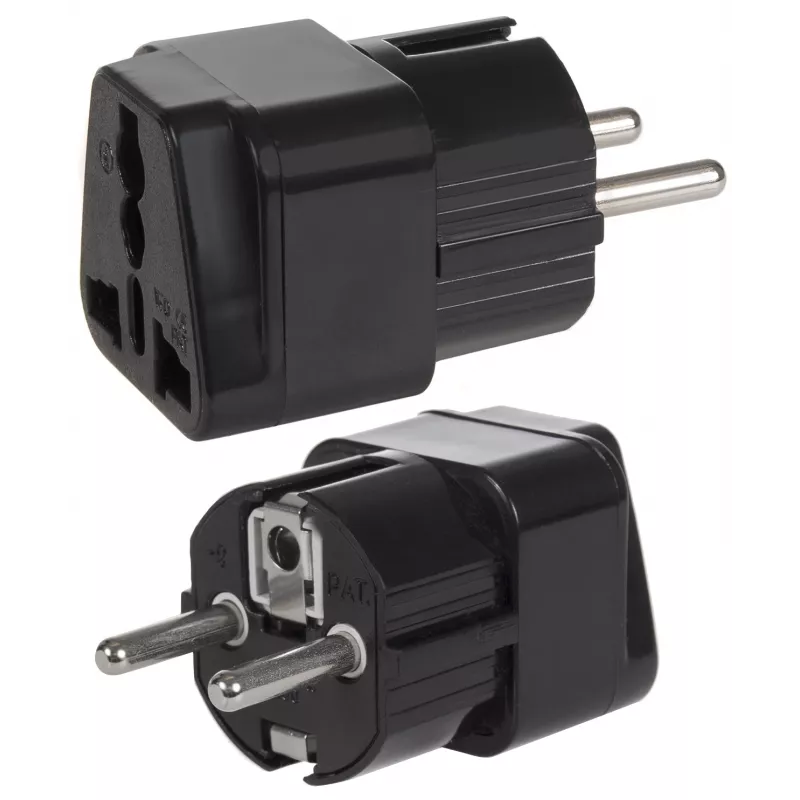 Maclean MCE155 universele stekkeradapter, UK-stopcontact naar EU-stekker, zwart