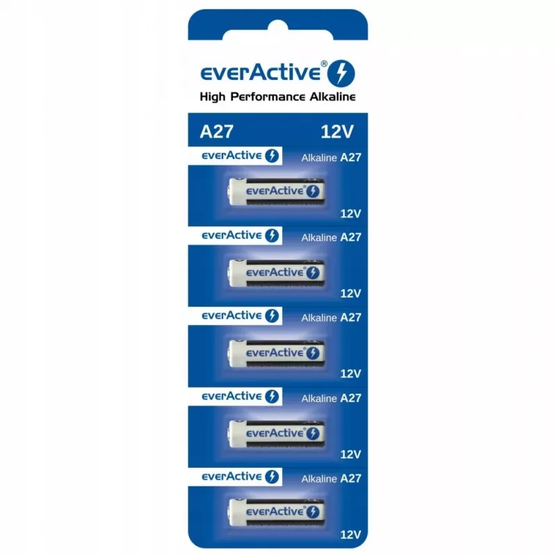 everActive 27A5BL 27A alkalinebatterij 12 V, blister van 5 stuks, 7,6 x 27,3 mm