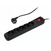 Stekkerdoos ARMAC R5 — 5 stopcontacten, overspanningsbeveiliging, 3 m kabel, zwart
