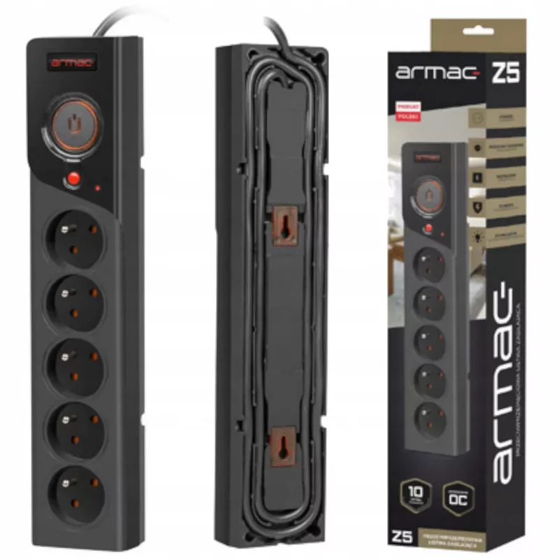 STEKDOOS ARMAC Z5 3M 5X 230V PL 10A kabel ORGANIZER zwart