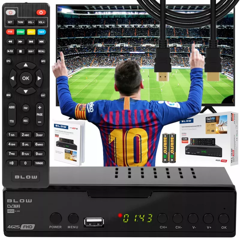 Digitale TV-tuner BLOW 4625FHD DVB-T2 H.265 terrestrische receiver, HDMI, USB, SCART, Ethernet, S/PDIF